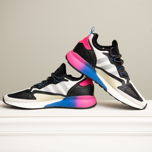 Adidas ZX 2K Boost Men's sz 14 Running Shoes (Pink/White/Blue) Near New! - Picture 1 of 7